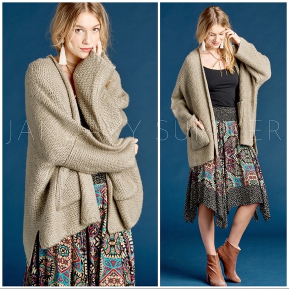 ❄️OATMEAL TAUPE CARDIGAN - Picture 3 of 4